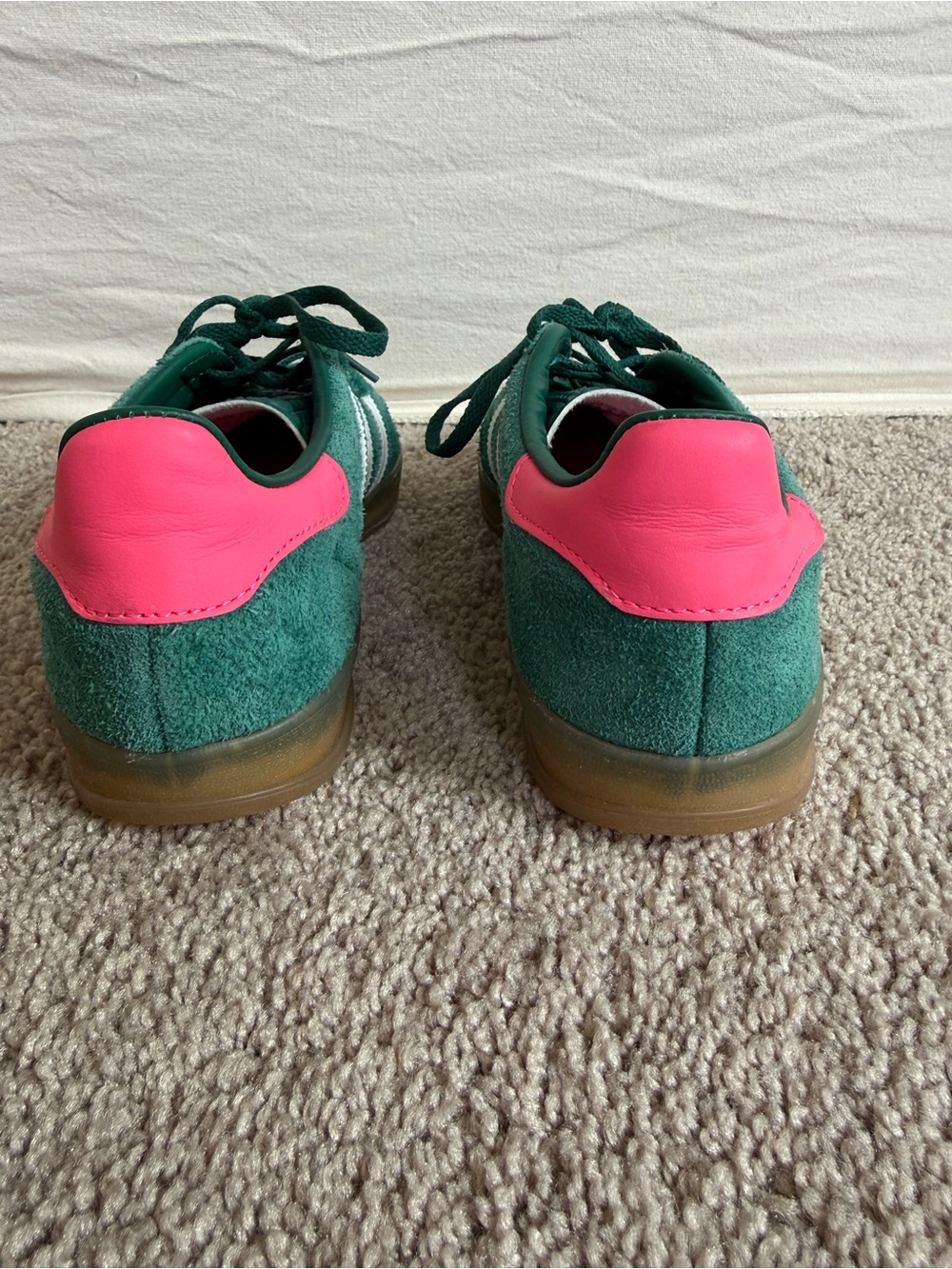adidas Gazelle Green White Pink Suede Sneakers - Picture 13 of 15